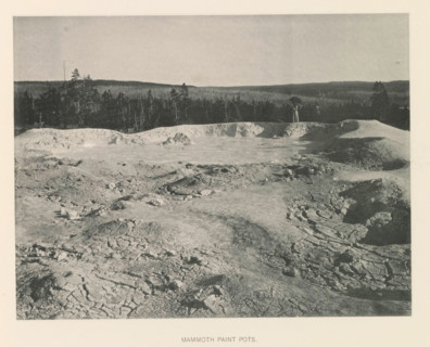 Mammoth paint pots, page, photomechanical print, photographer: Frank Jay Haynes, Yellowstone