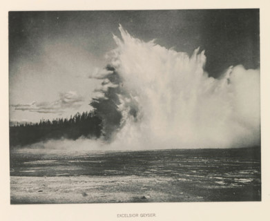 Excelsior geyser, page, photomechanical print, photographer: Frank Jay Haynes, Yellowstone National