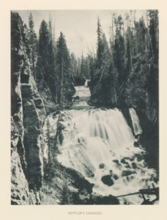 Keppler's cascades, page, photomechanical print, photographer: Frank Jay Haynes, Yellowstone
