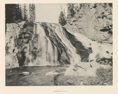 Gibbon Falls, page, photomechanical print, photographer: Frank Jay Haynes, Yellowstone National