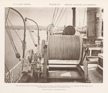 Dredge reel on the deck of the George S. Blake, page, photomechanical print, inscription: 'The