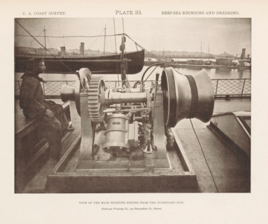 Hoisting engine on the deck of the George S. Blake, page, photomechanical print, name: 'Heliotype