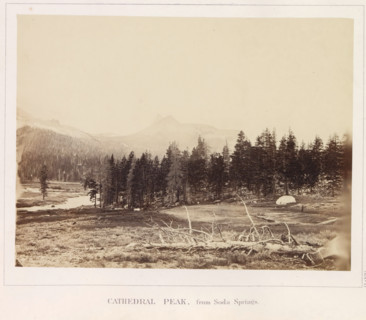 Cathedral Peak, from Soda Springs, View of Cathedral Peak in California, photograph, page, number: