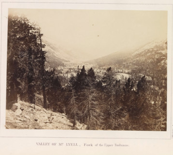 View of a valley at the foot of Mount Lyell in California, Valley of Mt. Lyell, Fork of the Upper