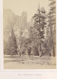 The Cathedral Spires, View of spiers at Middle Cathedral Rock in the Yosemite Valley, photograph,