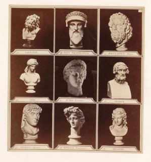 Nine casts of ancient busts including Isis, Apollo, Ariadne and the Juno Ludovisi, photograph,