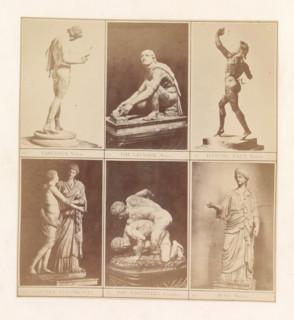 Six casts of ancient sculptures including the Dancing Faun, the Wrestlers and Juno, photograph,