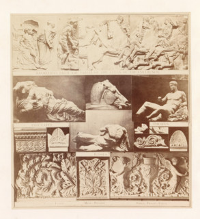 Casts of ancient sculptures and building fragments including a piece of the frieze of the