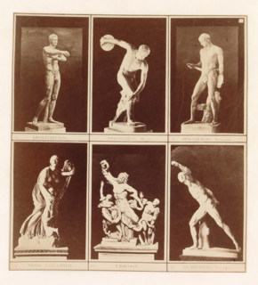 Six casts of ancient sculptures including the Laocoön group, the discus thrower and Niobe with her