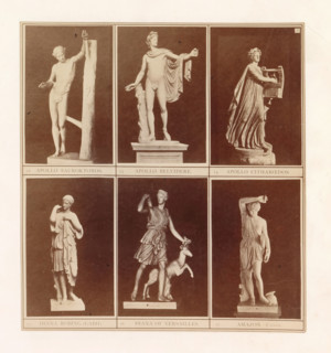 Six casts of ancient sculptures of Apollo, Diana and an Amazon including the Apollo Belvedere and