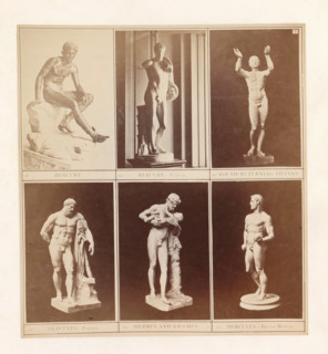 Six casts of ancient sculptures of Mercury, Hercules and Silenus with the child Dionysos,