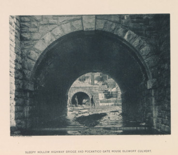 Sleepy Hollow Highway Bridge and Pocantico Gate House blowoff culvert, page, photomechanical print,
