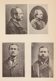Four portraits of two criminals, with and without beards, page, photomechanical print, Two frames