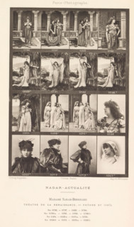 Sixteen portraits of Sarah Bernhardt, page, photomechanical print, inscription: 'Théatre de la