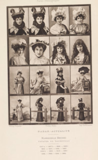 Sixteen portraits by Camille-Gabrielle Drunzer, page, photomechanical print, inscription: 'Théatre