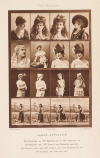 Sixteen portraits of actors and actresses, page, photomechanical print, From left to right: Mlle