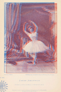 Planche anaglyphique, Ballerina in blue and red, page, photomechanical print, inscription: