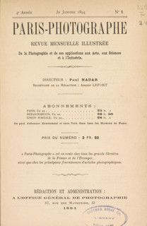 Paris-Photographe, magazine, editor (person who revises): Paul Nadar, 1894, editor (person who