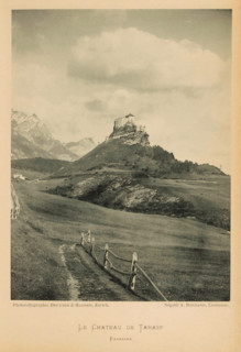 View of a castle in Tarasp, Le Château de Tarasp, page, photomechanical print, photographer: A.