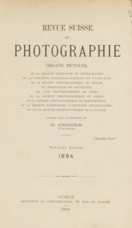 Revue suisse de photographie, Société genevoise de photographie ... et al., book, collector's mark: