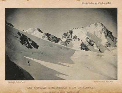 View of the Aiguille d'Argentières and the Aiguille de Chardonnet in the French Alps, Les Aiguilles