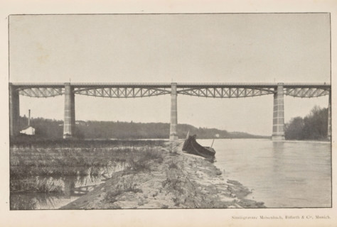 Pont sur l'Isar, View of a bridge over the river Isar, page, photomechanical print, Isar, cliché