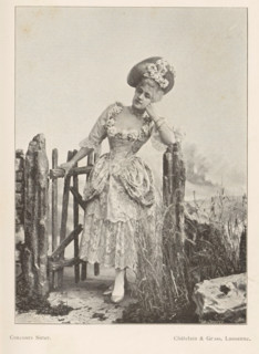 Portrait of an unknown woman at a fence, page, photomechanical print, inscription: 'Phot. Corresp