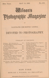 Wilson's photographic magazine, magazine, publisher: Edward Livingston Wilson, New York (city),