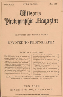 Wilson's photographic magazine, magazine, publisher: Edward Livingston Wilson, New York (city),