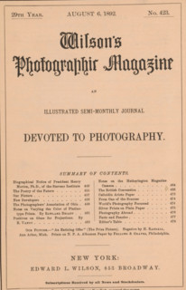 Wilson's photographic magazine, magazine, publisher: Edward Livingston Wilson, New York (city),