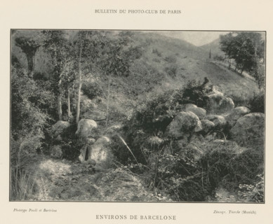Rocky landscape near Barcelona, Environs de Barcelone, page, photomechanical print, maker: Pauli et