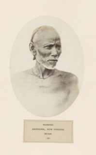 Portrait of an unknown man from the Rajbanshi community of Bihar in eastern India, photograph,