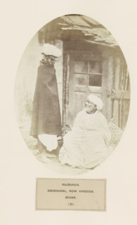 Two men with turbans from the Rajbanshi community of Bihar in eastern India, photograph, page,