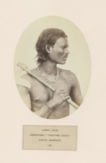 Potrait of an unknown man from the Ho tribe of Chota Nagpur in eastern India, photograph, page, The