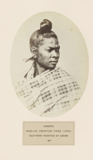 Portrait of an unknown woman from the Singpho tribe of Assam, photograph, page, The tribe is also