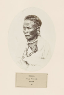 Portrait of an unknown man from the Miri tribe of Assam, photograph, page, The Miri tribe is also
