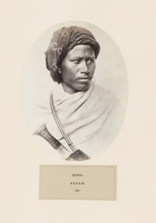 Portrait of an unknown man from the region of Sonai in Assam, photograph, page, number: '(33)',