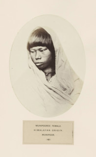 Portrait of an unknown woman from the Meitei community of Manipur, photograph, page, inscription: