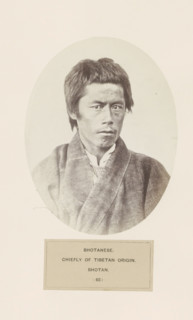 Portrait of an unknown man from Bhutan, photograph, page, inscription: 'BHOTANESE., CHIEFLY OF