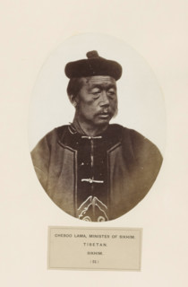 Portrait of a minister of Sikkim, photograph, page, inscription: 'CHEBOO LAMA, MINISTER OF SIKHIM.,