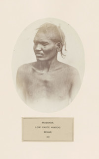 Portrait of an unknown man from the Musahar community of Bihar in eastern India, photograph, page,