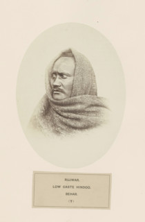 Portrait of an unknown man from the Rajwar community of Bihar in eastern India, photograph, page,