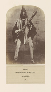 Portrait of an unknown minstrel (Bhat) from Varanasi, Uttar Pradesh, India, photograph, page,