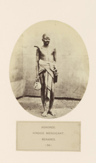 Portrait of an unknown man from the Aghori mendicant community of Varanasi, Uttar Pradesh, India,
