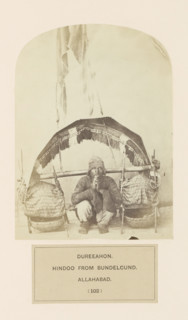 Portrait of an unknown man from Bundelkhand region who carries water from the Ganges in a bamboo