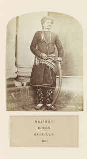 Portrait of an unknown man with a saber from the Rajput community of Bareilly, Uttar Pradesh,