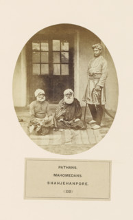 Three unknown men from the Pathan community of Shahjahanpur, Uttar Pradesh, India, photograph,