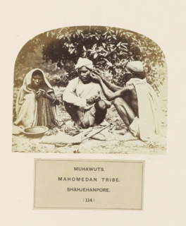 Three unknown people from the Muhawut community of Shahjahanpur, Uttar Pradesh, India, photograph,