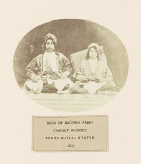 Portrait of two sons of the raja (king) of Nadown near Kangra, Himachal Pradesh, India, photograph,