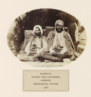 Portrait of two unknown men from the Rajput community of Kangra, Himachal Pradesh, India,
